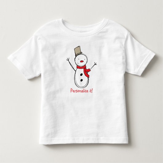クリスマスの雪だるまのパーソナライズな子供のティー トドラーTシャツ (正面)