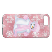 クリスマスの雪だるまのピンクのiPhone 7のプラスの場合 Case-Mate iPhoneケース (裏面(横))