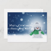 クリスマスの雪だるまのホリデー ポストカード (正面/裏面)