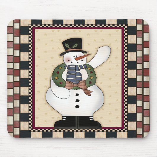 クリスマスの雪だるまのマウスパッド マウスパッド (正面)