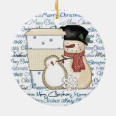 クリスマスの雪だるまの休日のオーナメント セラミックオーナメント (裏面)