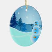 クリスマスの雪だるまの円形のオーナメント セラミックオーナメント (右)