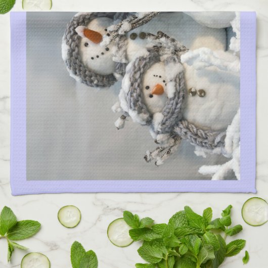 クリスマスの雪だるまの台所タオル キッチンタオル (折り畳み)