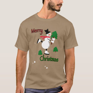 クリスマスの雪だるまの女の子 Tシャツ