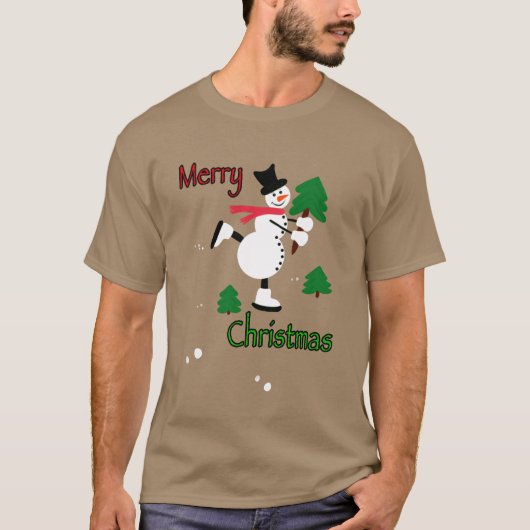 クリスマスの雪だるまの女の子 Tシャツ (正面)