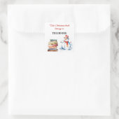クリスマスの雪だるまの子供たちの本はこの名前の所有者です スクエアシール (バッグ)