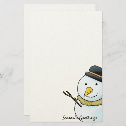 クリスマスの雪だるまの文房具 便箋 (正面/裏面)