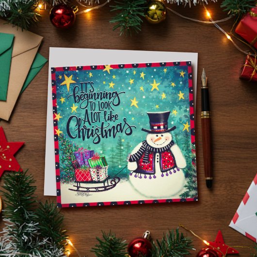 クリスマスの雪だるまの楽しい始まり シーズンカード