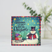クリスマスの雪だるまの楽しい始まり シーズンカード (スタンド正面)