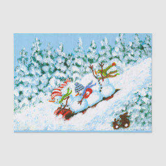 クリスマスの雪だるまの紙 薄葉紙