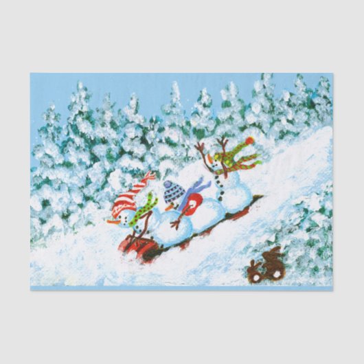 クリスマスの雪だるまの紙 薄葉紙 (正面)