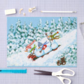 クリスマスの雪だるまの紙 薄葉紙 (クラフト)