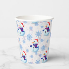 クリスマスの雪だるまの表面パターン 紙コップ