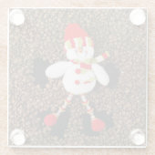 クリスマスの雪だるまの装飾 ガラスコースター (裏面)