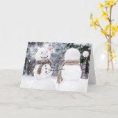 クリスマスの雪だるまの雪合戦 カード (黄色い花)