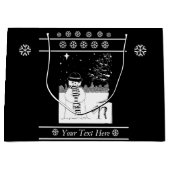 クリスマスの雪だるまの雪景色 ラージペーパーバッグ (正面)