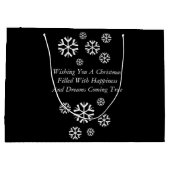 クリスマスの雪だるまの雪景色 ラージペーパーバッグ (裏面)