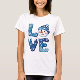 クリスマスの雪だるまのLOVEパロディ Tシャツ