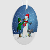 クリスマスの雪だるま作り オーナメント (正面)