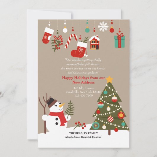 クリスマスの雪だるま引越しのお知らせ シーズンカード (正面)