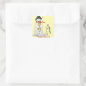 クリスマスの雪だるま笑顔の可愛い雪景色 スクエアシール (バッグ)