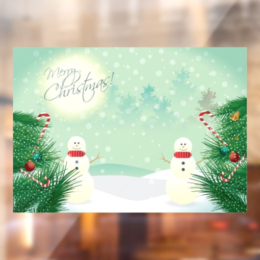 クリスマスの雪だるま ウィンドウサイン (シート2)