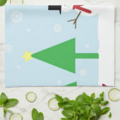 クリスマスの雪だるま キッチンタオル (折り畳み)