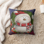 クリスマスの雪だるま クッション (ブランケット)