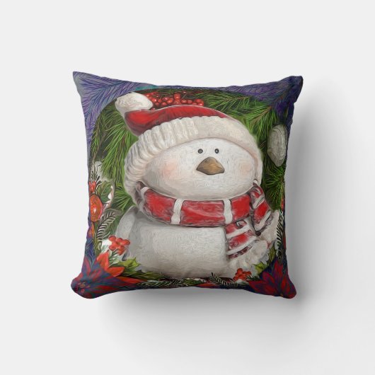 クリスマスの雪だるま クッション (正面)