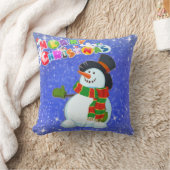 クリスマスの雪だるま クッション (ブランケット)