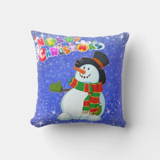 クリスマスの雪だるま クッション (正面)