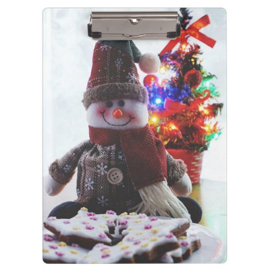 クリスマスの雪だるま クリップボード (正面)