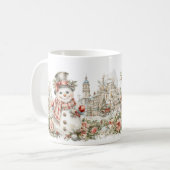 クリスマスの雪だるま コーヒーマグカップ (正面左)