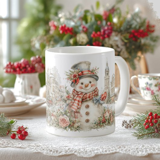 クリスマスの雪だるま コーヒーマグカップ