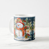 クリスマスの雪だるま コーヒーマグカップ (正面左)