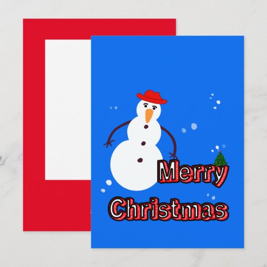 クリスマスの雪だるま シーズンカード (正面/裏面)