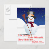 クリスマスの雪だるま シーズンポストカード (正面/裏面)