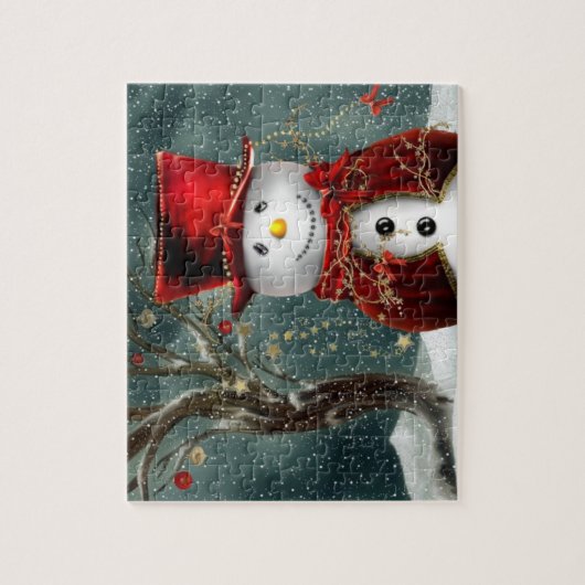 クリスマスの雪だるま ジグソーパズル (縦)