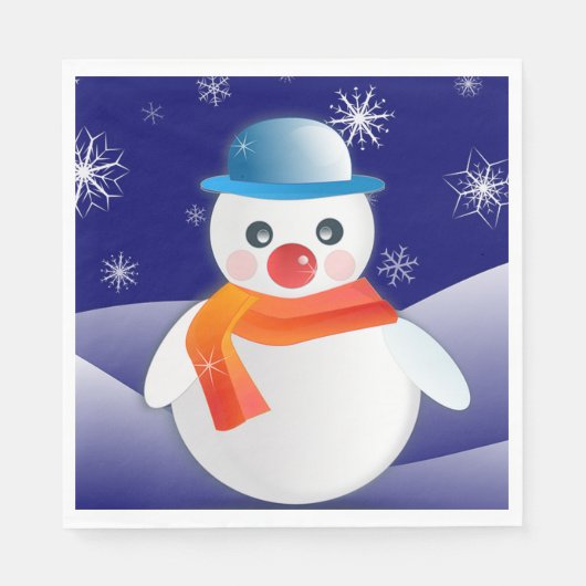 クリスマスの雪だるま スタンダードランチョンナプキン (正面)