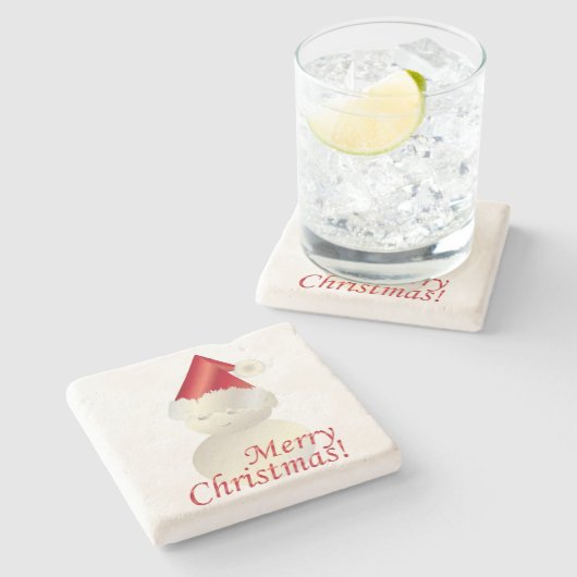 クリスマスの雪だるま ストーンコースター (横)