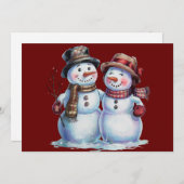 クリスマスの雪だるま ビンテージ ホリデー シーズンカード (正面/裏面)