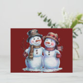 クリスマスの雪だるま ビンテージ ホリデー シーズンカード (スタンド正面)