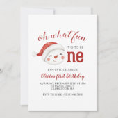 クリスマスの雪だるま ファーストバースデー招待状 招待状 (正面)