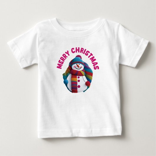 クリスマスの雪だるま ベビーTシャツ (正面)