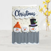 クリスマスの雪だるま ホリデーカード カード (黄色い花)