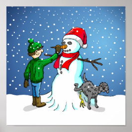 クリスマスの雪だるま ポスター