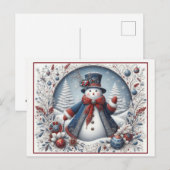 クリスマスの雪だるま ポストカード (正面/裏面)