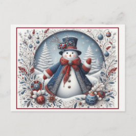 クリスマスの雪だるま ポストカード