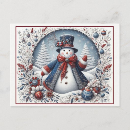 クリスマスの雪だるま ポストカード (正面)