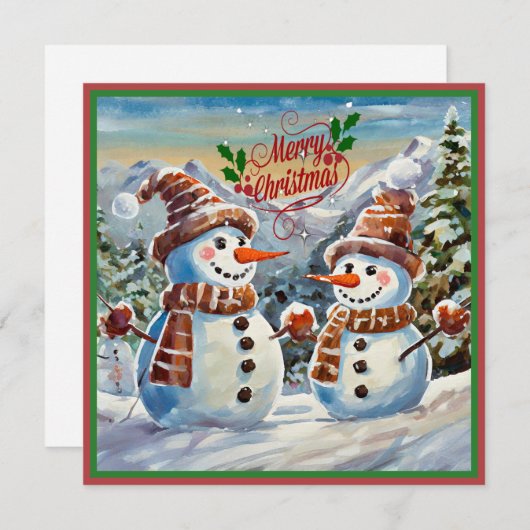 クリスマスの雪だるま、メリークリスマス シーズンカード (正面/裏面)